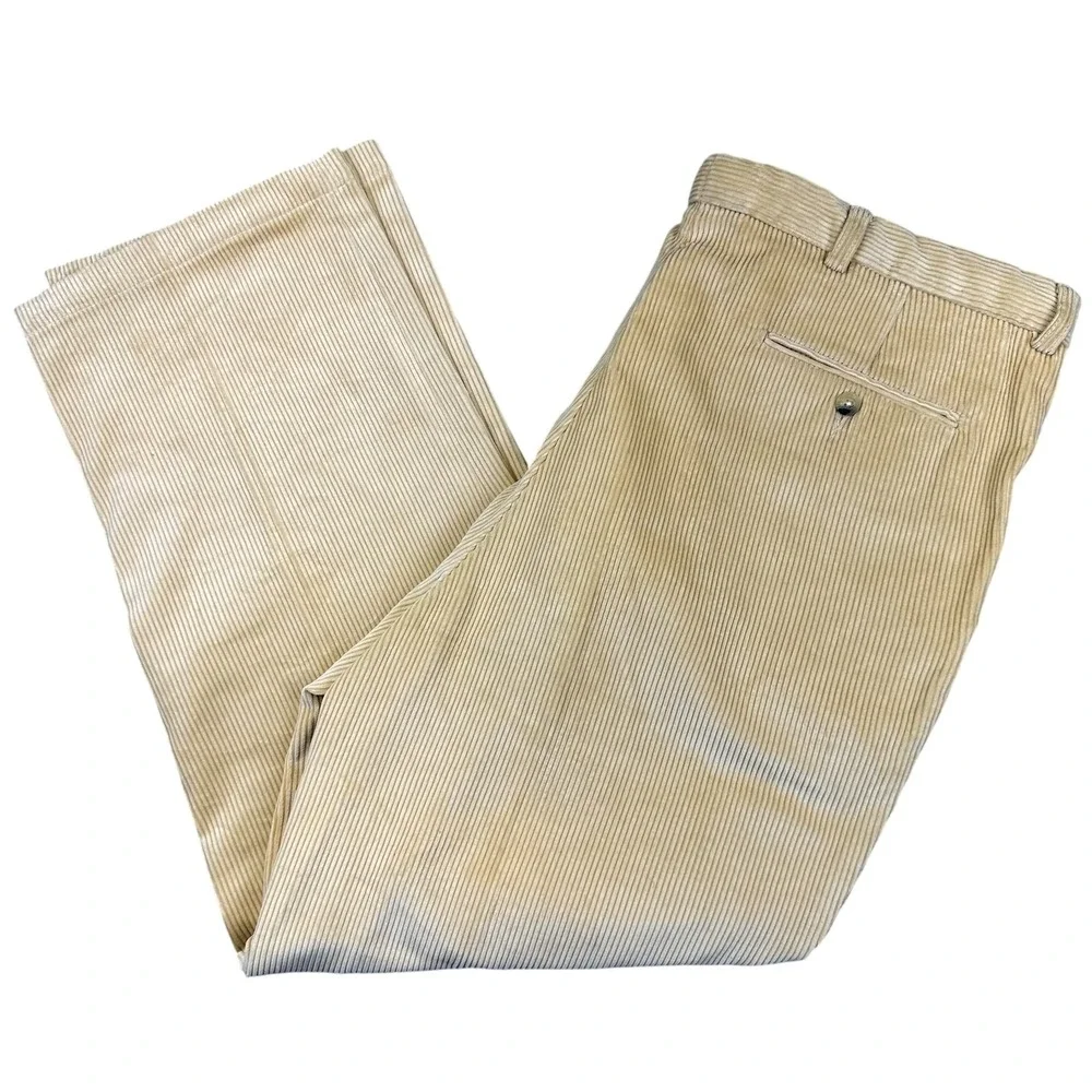 Vineyard Vines Pants Mens 40 Tan Corduroy Straight Leg Casual Cotton‎ Flat Front